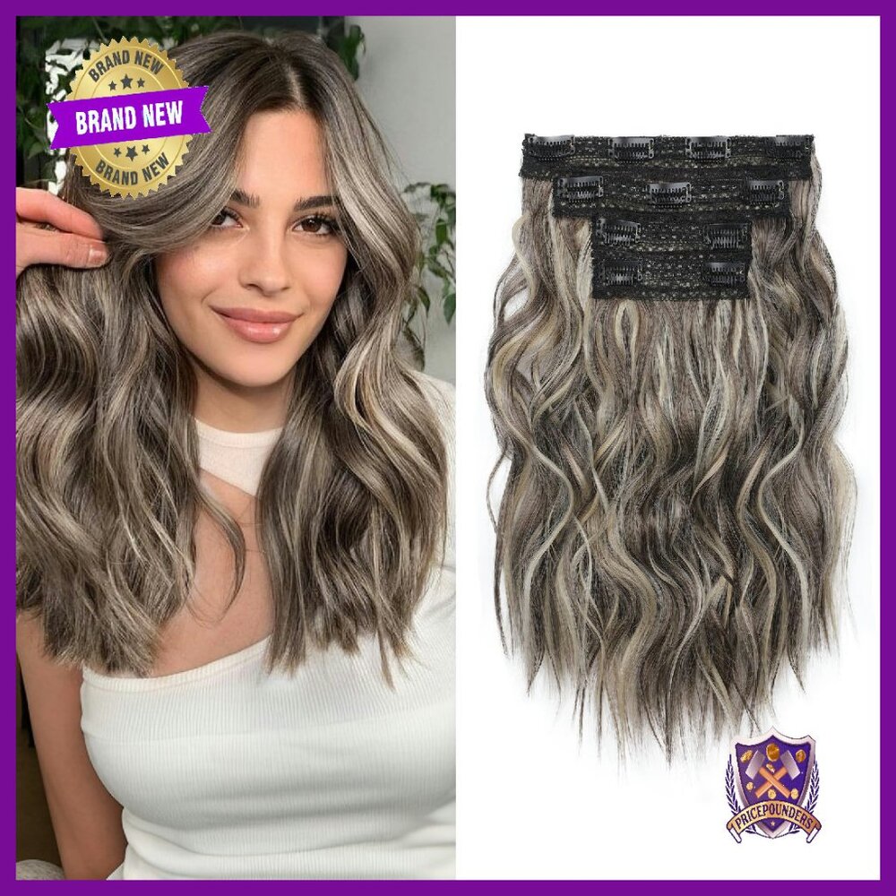 14" Clip-In Hair Extensions 4pcs Beach Wave Synthetic Hairpiece